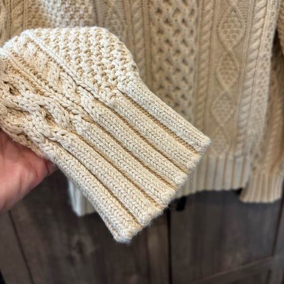 L.L. Bean Men's Signature Cotton Fisherman Sweater in Beige Large - Picture 9 of 13